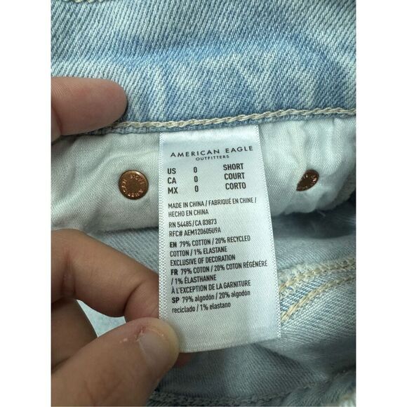 American Eagle Stretch Super High-Rise Straight Light Wash Jeans Size 0 Short - Picture 7 of 8